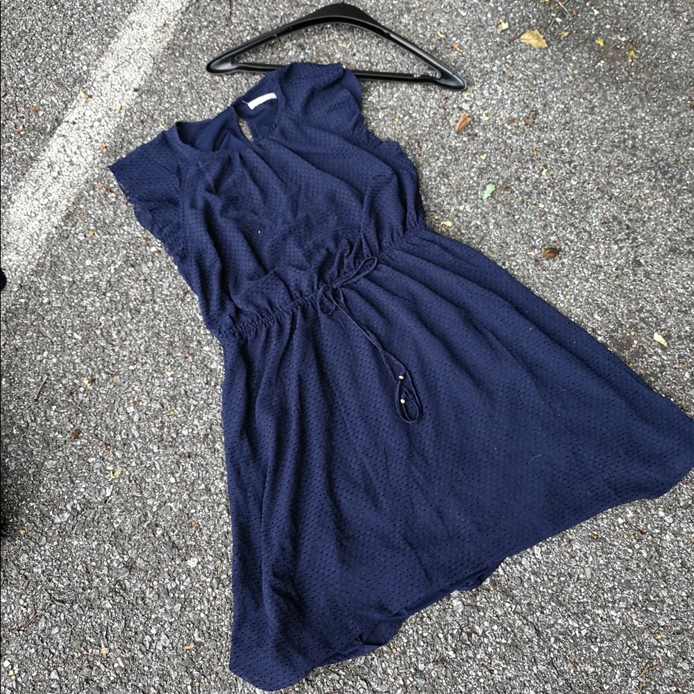 H&M Navy Blue Summer Dress with Cinched Waist